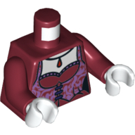 Torso Corset with Lavender Trim and Dark Red Pendant Print, Dark Red Arms, White Hands Dark Red