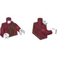 Torso Jacket with Gold Trim, Name Tag Print (Bell Boy), Dark Red Arms, White Hands Dark Red