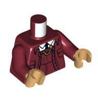 Torso Jacket, Suit, White Shirt, Gold Chain print, Dark Red Arms, Warm Tan Hands Dark Red