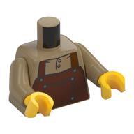 Torso Apron, Reddish Brown with Pocket print, Dark Tan Arms, Yellow Hands Dark Tan