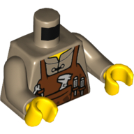 Torso Shirt with Reddish Brown Apron with Pocket and Loops and Light Bluish Gray Tools Print, Dark Tan Arms, Yellow Hands Dark Tan