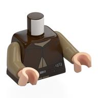 Torso, Jedi Robes, Belt, Dark Tan Shirt print, Dark Tan Arms, Light Nougat Hands Dunkelbraun