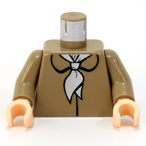 Torso Coat with White Scarf Print, Dark Tan Arms, Light Nougat Hands Dunkelbeige