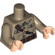 Torso Uniform with Four Buttons, Belt and Shoulder Strap Print, Dark Tan Arms, Light Nougat Hands Dunkelbeige