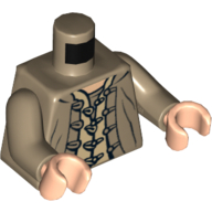 Torso Jacket and Shirt with Buttons and Loops Print, Dark Tan Arms, Light Nougat Hands Dark Tan