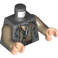 Torso Vest over Dark Tan Shirt and Light Bluish Gray Scarf Print, Dark Tan Arms, Light Nougat Hands Dunkelblaugrau