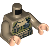 Torso Armor, Olive Green Body Chestplate, with Radio and Pockets Print, Dark Tan Arms, Light Nougat Hands Dunkelbeige