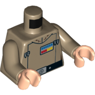Torso Shirt and Blue, Red, and Yellow Insignia Badge Print (Grand Moff Tarkin), Dark Tan Arms, Light Nougat Hands Dark Tan