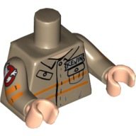 Torso Jumpsuit with 'KEVIN' ID Badge, 2 Pockets Print, Dark Tan Arms with Ghostbusters Logo Print, Dark Tan Arms, Light Nougat Hands Dunkelbeige