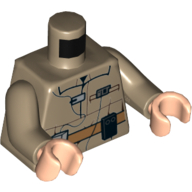 Torso Jumpsuit with Badge and Medium Nougat Utility Belt Print, Dark Tan Arms, Light Nougat Hands Dunkelbeige