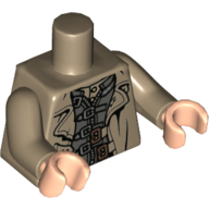 Torso Trenchcoat over Dark Gray Jacket with Silver and Copper Clasps Print (Mad-Eye Moody), Dark Tan Arms, Light Nougat Hands Dark Tan