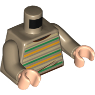 Torso Sweater, Green, Yellow, and Tan Stripes print, Dark Tan Arms, Light Nougat Hands Dark Tan