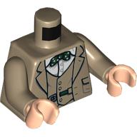 Torso, Suit, Jacket, White Shirt, Dark Green Dotted Bow Tie print, Dark Tan Arms, Light Nougat Hands Dark Tan