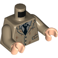 Torso Jacket, Tattered, Dark Bluish Grey Shirt, Black Tie print, Dark Tan Arms, Light Nougat Hands Dunkelbeige