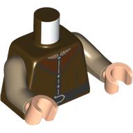Torso, Tunic, Silver Trim, Reddish Brown Collar, Black Belt print, Dark Tan Arms, Light Nougat Hands Dunkelbraun