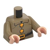 Torso, Bright Light Orange Buttons, Belt Buckle, Black Belt print, Dark Tan Arms, Light Nougat Hands Dark Tan