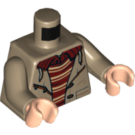 Torso Jacket, Open, Dark Red Shirt, Laces Print, Dark Tan Arms, Light Nougat Hands Dunkelbeige
