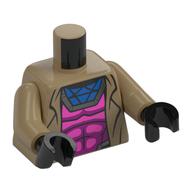 Torso Coat, Magenta Armor, Muscles, Silver Trim, Dark Azure Shirt print, Dark Tan Arms, Black Hands Dunkelbeige