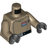 Torso Imperial Officer Print (Rebels Cartoon Style), Dark Tan Arms, Black Hands Dark Tan