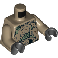Torso Armor, Sand Green Stormtrooper with Mud Stains Print, Dark Tan Arms, Black Hands Dark Tan