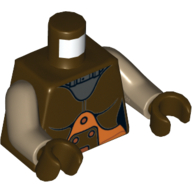 Torso Space Jumpsuit with Orange Belt and Silver Neck Plate Print (Hera Syndulla), Dark Tan Arms, Dark Brown Hands Dunkelbraun