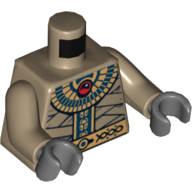 Torso Bandage Wrapping with Gold Necklace and Gold Belt Print (Amset-Ra), Dark Tan Arms, Dark Bluish Gray Hands Dark Tan