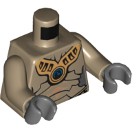 Torso Geonosian Armor with Gold Necklace with Blue Circle Print, Dark Tan Arms, Dark Bluish Gray Hands Dunkelbeige