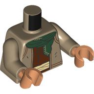 Torso, Jacket, Dark Orange Trim, Reddish Brown Shirt, Dark Green Scarf print, Dark Tan Arms, Nougat Hands Dark Tan
