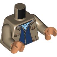 Torso, Jacket, Blue Sweater, Zipper, Bright Light Blue Shirt print, Dark Tan Arms, Nougat Hands Dunkelbeige