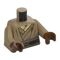 Torso Robe, Dark Brown Belt, Gold and Tan Under Shirts print, Dark Tan Arms, Reddish Brown Hands Dunkelbeige