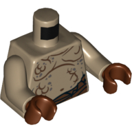 Torso Bare Chest with Body Lines and Waistband Print, Dark Tan Arms, Reddish Brown Hands Dunkelbeige
