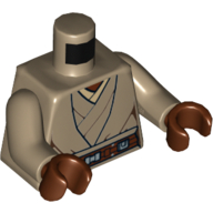 Torso Jedi Robe, Belt and Tan Undershirt Print (Stass Allie), Dark Tan Arms, Reddish Brown Hands Dunkelbeige