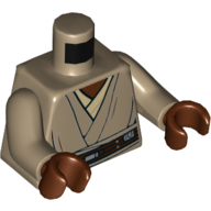 Torso Layered Robe, Dark Brown Belt Print (Mace Windu), Dark Tan Arms, Reddish Brown Hands Dark Tan