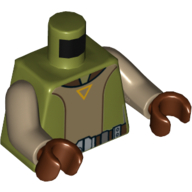 Torso Open Shirt with Utility Belt, Yellow Triangle and Buckle Print (Kanan Jarrus), Dark Tan Arms, Reddish Brown Hands Olive Green