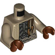 Torso Robes, Open over Dark Bluish Gray Chestplate, Two Braids Print, Dark Tan Arms, Reddish Brown Hands Dunkelbeige