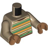 Torso, Tan/Green/Orange Striped Shirt, Dark Tan Arms, Medium Nougat Hands Dark Tan