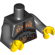 Torso Armor with Gold Dragon Wings, Dwarf Head Buckle and Pouches Print, Dark Bluish Gray Arms, Yellow Hands Black