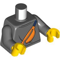 Torso, Sweater, Orange Fanny Pack print, Dark Bluish Gray Arms, Yellow Hands Dunkelblaugrau