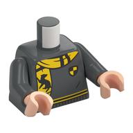 Torso, Sweater, Yellow/Black Trim, Crest, Scarf with Badger print, Dark Bluish Gray Arms, Light Nougat Hands Dunkelblaugrau