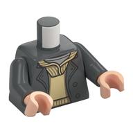 Torso, Coat, Tan Sweater print, Dark Bluish Gray Arms, Light Nougat Hands Dark Bluish Gray