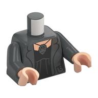 Torso, Jacket, Black Dress, Light Nougat Chest, Silver Pendant print, Dark Bluish Gray Arms, Light Nougat Hands Dark Bluish Gray