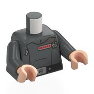 Torso, Imperial Officer Uniform, General, Black Belt, Red Rank Indicator print, Dark Bluish Gray Arms, Light Nougat Hands Dunkelblaugrau
