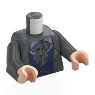 Torso, Open Coat, Dark Blue Vest, Sand Blue Shirt, Dark Bluish Grey Ascot print, Dark Bluish Gray Arms, Light Nougat Hands Dark Bluish Gray