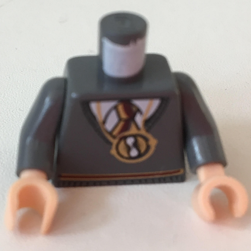 Torso Sweater and Tie, Gryffindor Colors with Pendant Necklace Print (Hermione) Dark Bluish Gray Arms, Light Nougat Hands Dunkelblaugrau