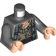 Torso Jacket over Barnacle Encrusted Sweater and Belt Print, Dark Bluish Gray Arms, Light Nougat Hands Dunkelblaugrau