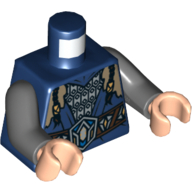 Torso Armor, Silver Chain Mail and Jeweled Belt Print, Dark Bluish Gray Arms, Light Nougat Hands Dark Blue
