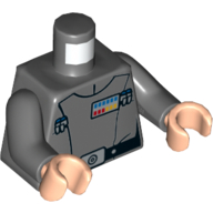 Torso Jacket, Rank Badge, Black Belt with Silver Buckle Print, Dark Bluish Gray Arms, Light Nougat Hands Dunkelblaugrau
