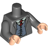 Torso Jacket, White Shirt, Red Tie with White Spots, Sand Blue Vest Print, Dark Bluish Gray Arms, Light Nougat Hands Dunkelblaugrau