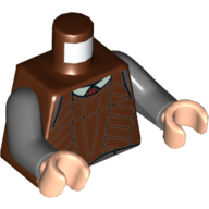 Torso Vest over White Collar Print (Jacob Kowalski), Dark Bluish Gray Arms, Light Nougat Hands Reddish Brown
