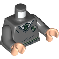 Torso Sweater, Slytherin Crest, Dark Green Tie Print, Dark Bluish Gray Arms, Light Nougat Hands Dark Bluish Gray